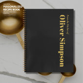 Trendy Eenvoudig Zwart Goud Monogram Naam Recept Notitieboek