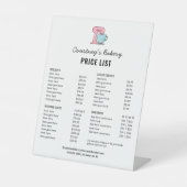 Trendy Eenvoudige Bakkerij Clipart Cakes Prijslijs Reclamebord Met Voetstuk (Voorkant)