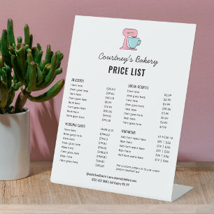 Trendy Eenvoudige Bakkerij Clipart Cakes Prijslijs Reclamebord Met Voetstuk