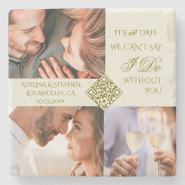 Trendy Eenvoudige Drie Foto's QR CODE Bewaar De Da Stenen Onderzetter