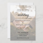 Trendy Eenvoudige Kalligrafie Overlay Fotobruiloft Kaart (Voorkant)