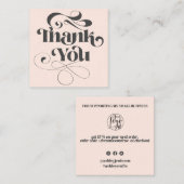 Trendy eenvoudige koele retro script orde dank u vierkante visitekaartje (Voorkant / Achterkant)