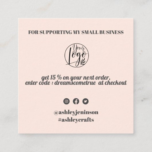 Trendy eenvoudige koele retro script orde dank u vierkante visitekaartje (Achterkant)