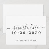 Trendy Eenvoudige Script Typografie Bewaar De Datu Save The Date (Voorkant / Achterkant)
