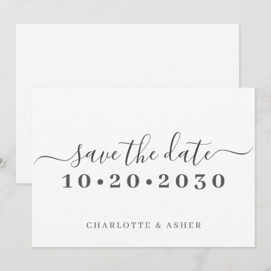Trendy Eenvoudige Script Typografie Bewaar De Datu Save The Date (Voorkant / Achterkant)