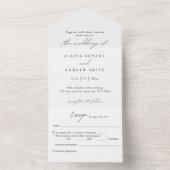 Trendy eenvoudige zwart-wit script bruiloft all in one uitnodiging (Binnen)