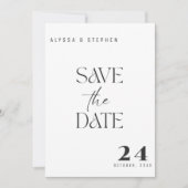 Trendy Eenvoudige Zwarte en Witte Foto Save The Date (Voorkant)