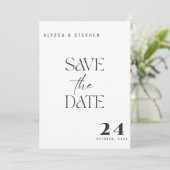 Trendy Eenvoudige Zwarte en Witte Foto Save The Date (Staand voorkant)