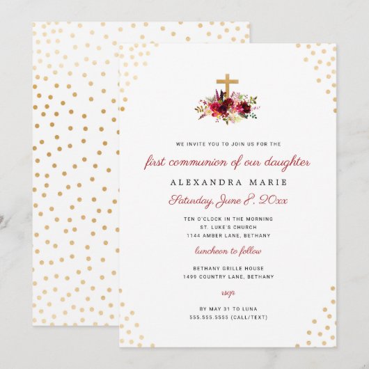 Trendy Eerste Heilige Communie Uitnodiging voor me (Voorkant / Achterkant)