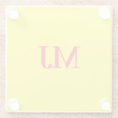 Trendy effen eenvoudig geel rood monogram initiale glazen onderzetter (Achterkant)