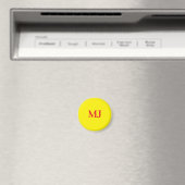 Trendy effen eenvoudig geel rood monogram initiale magneet (Insitu (Vaatwasser))