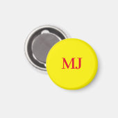 Trendy effen eenvoudig geel rood monogram initiale magneet (Voorkant / Achterkant)