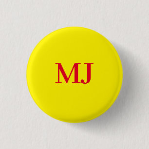 Trendy effen eenvoudig geel rood monogram initiale ronde button 3,2 cm