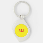 Trendy effen eenvoudig geel rood monogram initiale sleutelhanger (Voorkant)