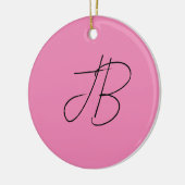 Trendy effen kalligrafie monogram initialen roze keramisch ornament (Links)
