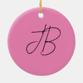 Trendy effen kalligrafie monogram initialen roze keramisch ornament (Achterkant)