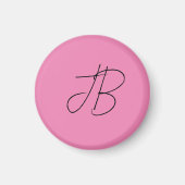 Trendy effen kalligrafie monogram initialen roze magneet (Voorkant)