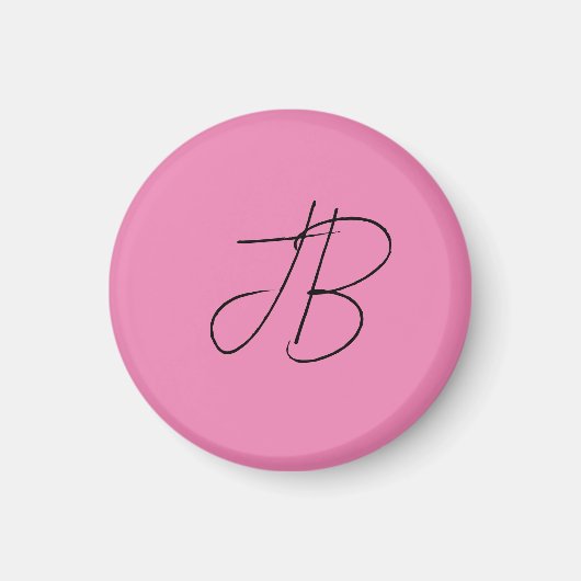 Trendy effen kalligrafie monogram initialen roze magneet (Voorkant)