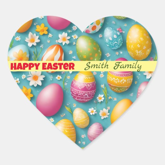 Trendy Eggs Pasen Collectie Hart Sticker (Voorkant)