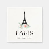 Trendy Eiffel Tower en Blush Pink Flowers | Parijs Servetten (Voorkant)