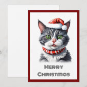 Trendy eigentijdse grillige kat Vrolijk kerstfeest Feestdagenkaart (Voorkant / Achterkant)