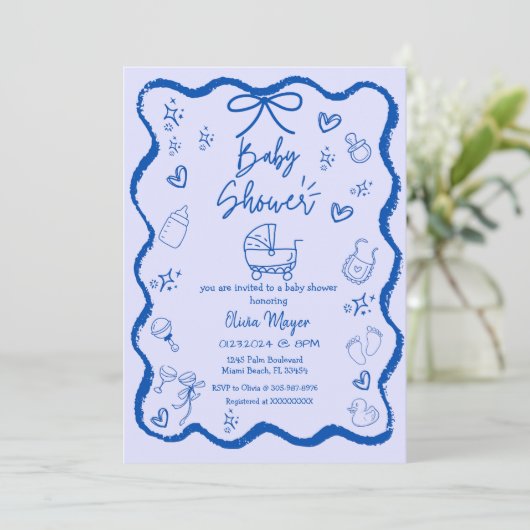 Trendy eigenzinnige golvende hand getekende boog B Kaart (Staand voorkant)