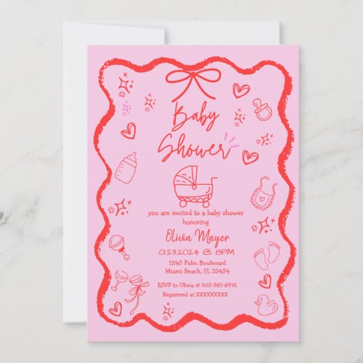 Trendy eigenzinnige golvende hand getekende boog B Kaart (Voorkant)