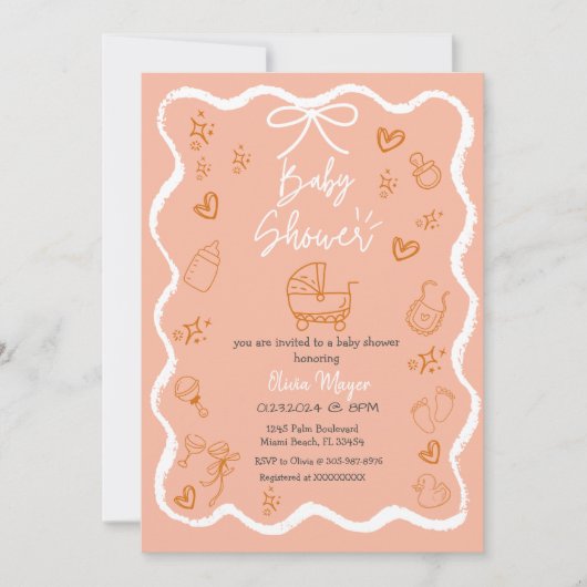 Trendy eigenzinnige golvende hand getekende boog B Kaart (Voorkant)