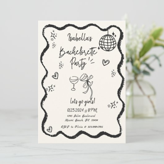 Trendy eigenzinnige golvende hand getrokken vrijge kaart (Staand voorkant)