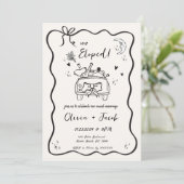 Trendy eigenzinnige hand getekend golvend We Elope Kaart (Staand voorkant)