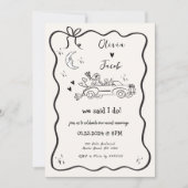 Trendy eigenzinnige hand getekend golvend We Elope Kaart (Voorkant)