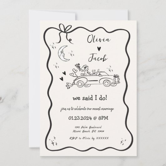 Trendy eigenzinnige hand getekend golvend We Elope Kaart (Voorkant)