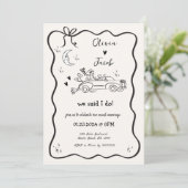 Trendy eigenzinnige hand getekend golvend We Elope Kaart (Staand voorkant)