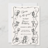 Trendy eigenzinnige hand getrokken krabbel wijn ve kaart (Voorkant)