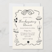 Trendy eigenzinnige handgetekende krabbel Thanksgi Kaart (Voorkant)