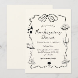 Trendy eigenzinnige handgetekende krabbel Thanksgi Kaart