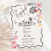 Trendy eigenzinnige leuke hand getekende golvende kaart