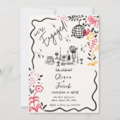 Trendy eigenzinnige leuke hand getekende golvende  kaart (Voorkant)