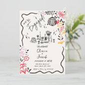 Trendy eigenzinnige leuke hand getekende golvende  kaart (Staand voorkant)