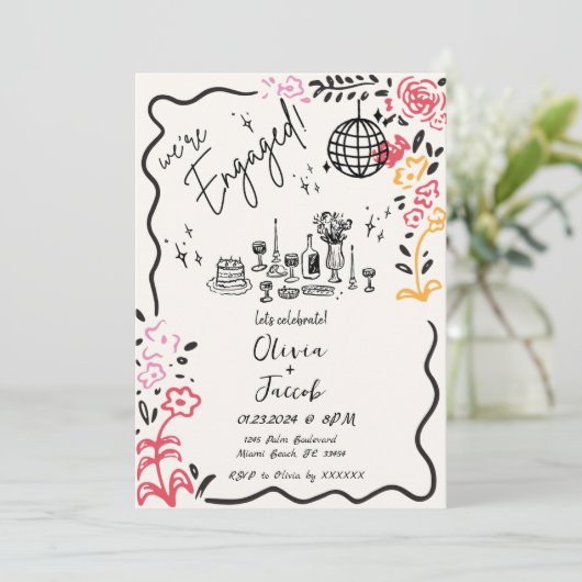 Trendy eigenzinnige leuke hand getekende golvende kaart (Staand voorkant)