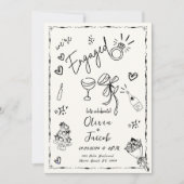 Trendy eigenzinnige leuke hand getekende verloving kaart (Voorkant)