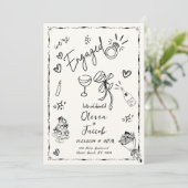 Trendy eigenzinnige leuke hand getekende verloving kaart (Staand voorkant)