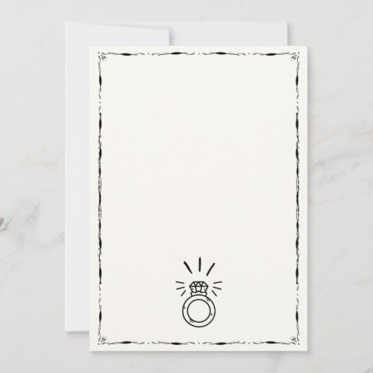 Trendy eigenzinnige leuke hand getekende verloving kaart (Achterkant)