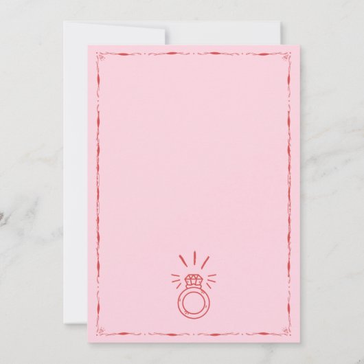 Trendy eigenzinnige roze hand getekende verlovings kaart (Achterkant)