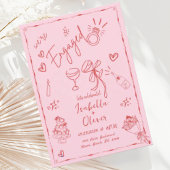 Trendy eigenzinnige roze hand getekende verlovings kaart