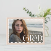 Trendy eindexamen aankondiging fotokaart golf fram (Staand voorkant)