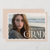 Trendy eindexamen aankondiging fotokaart golf fram (Voorkant / Achterkant)