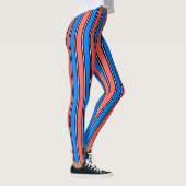 Trendy Electric Blue And Coral Vertical Striped Leggings (Rechts)