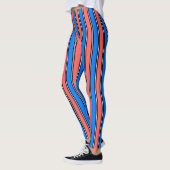 Trendy Electric Blue And Coral Vertical Striped Leggings (Links)