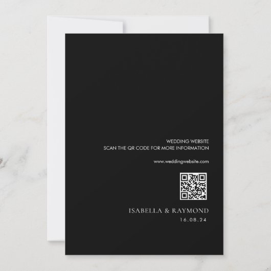 trendy elegance zwarte en witte trouwuitnodiging kaart (Achterkant)
